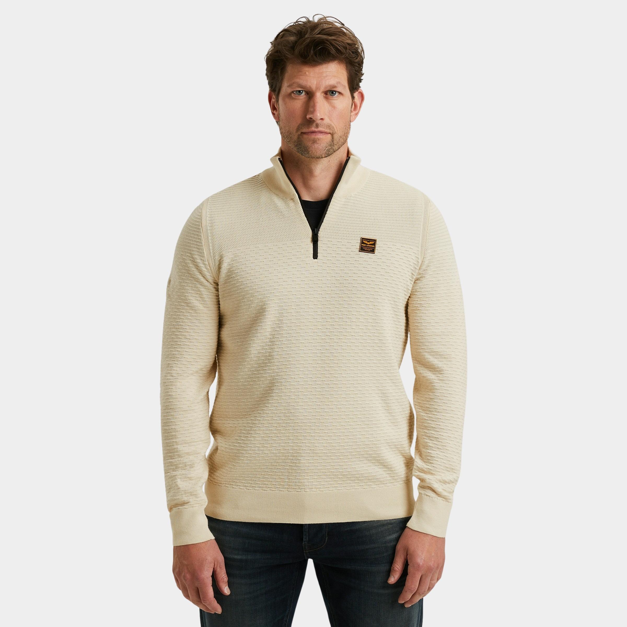 PME Legend Half Zip Beige Half zip collar cotton moulin PKW2510301/7013