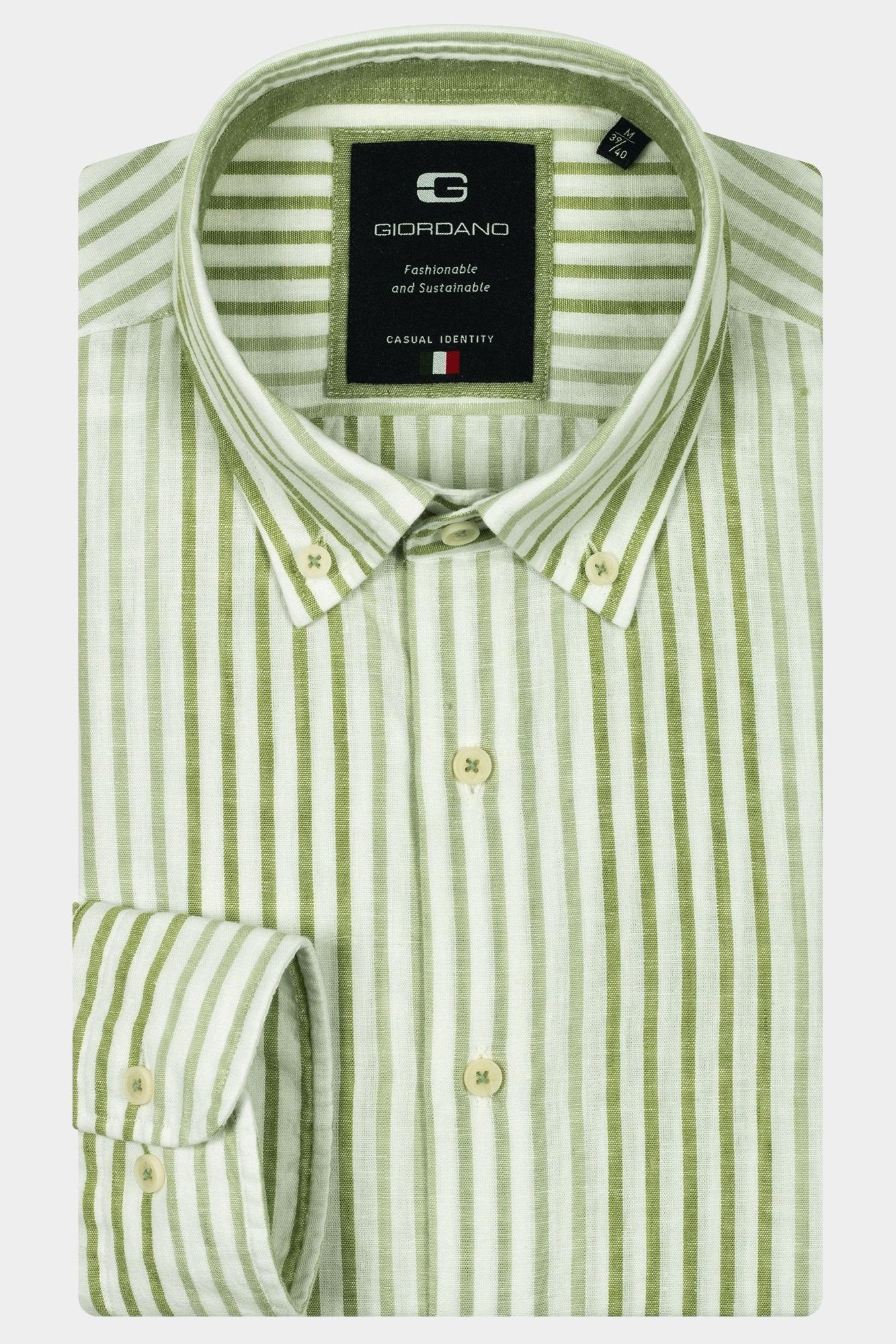 Giordano Casual hemd lange mouw Groen Loretto long sleeve button do 517818/71