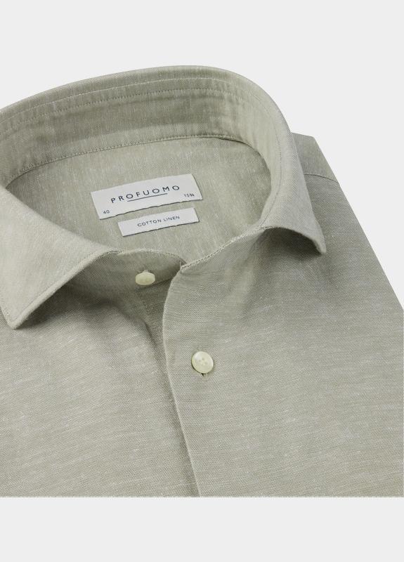 Profuomo Zakelijk overhemd heren Groen Cotton Linnen PPXH10010/F