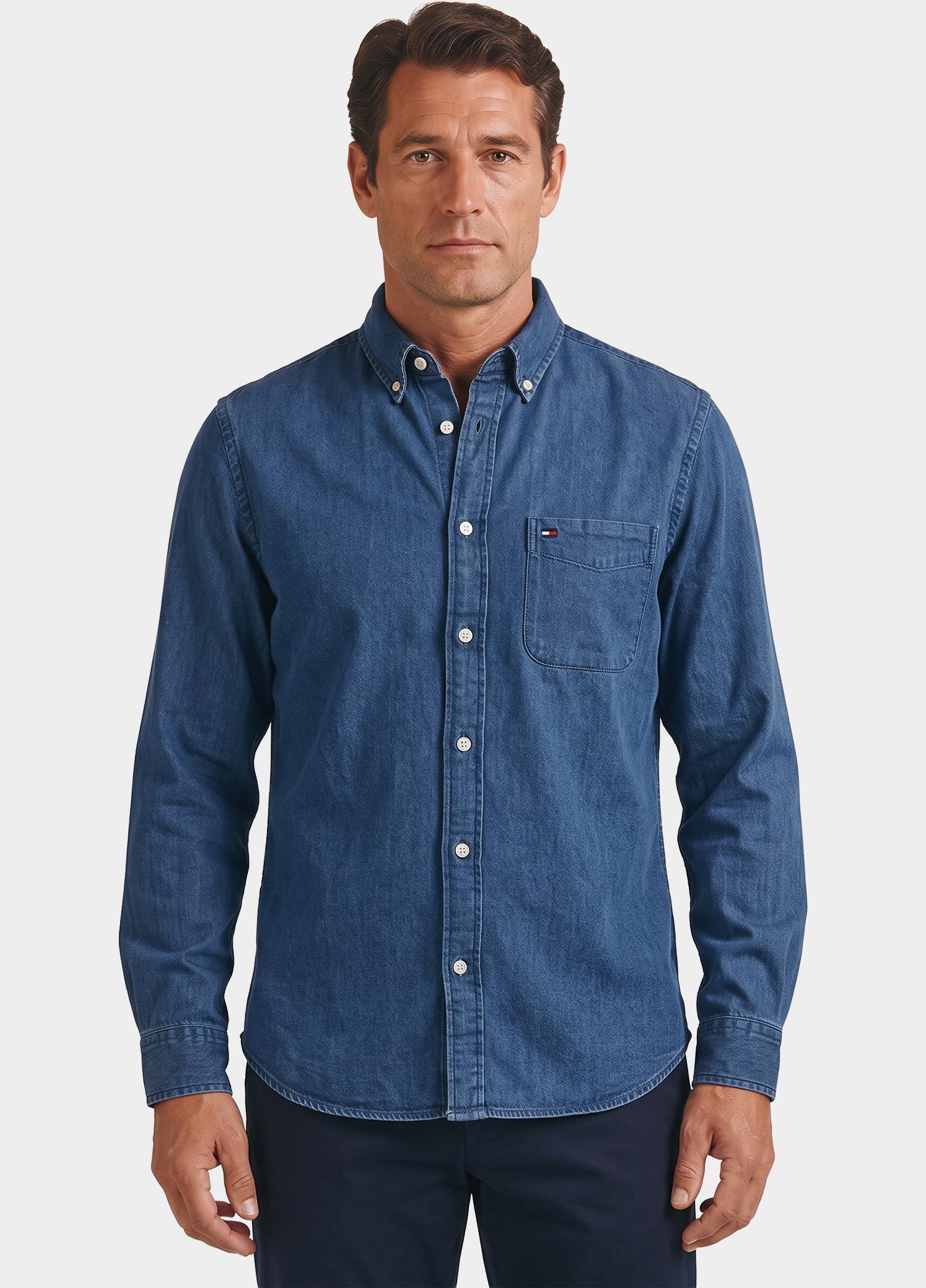 Tommy Hilfiger Overhemd heren Blauw Indigo Dobby RF Shirt MW0MW44581/1A4