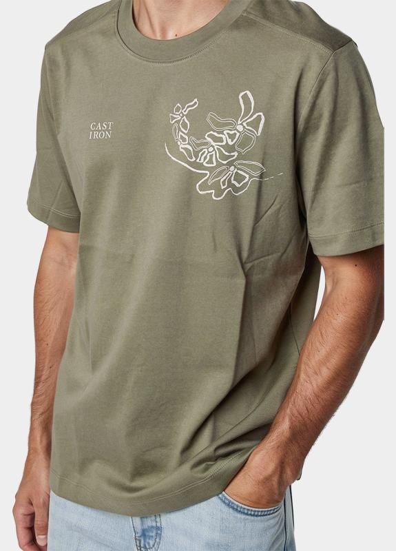 Cast Iron T-shirt heren Groen Short sleeve r-neck regular f CTSS2605586/6148