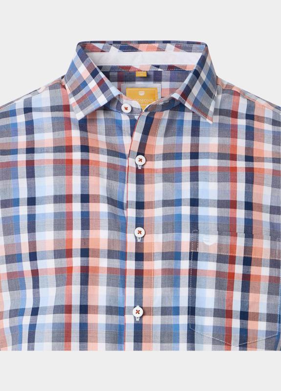 Redmond overhemd korte mouw heren Oranje Slub Dobby Casual 251430990/210