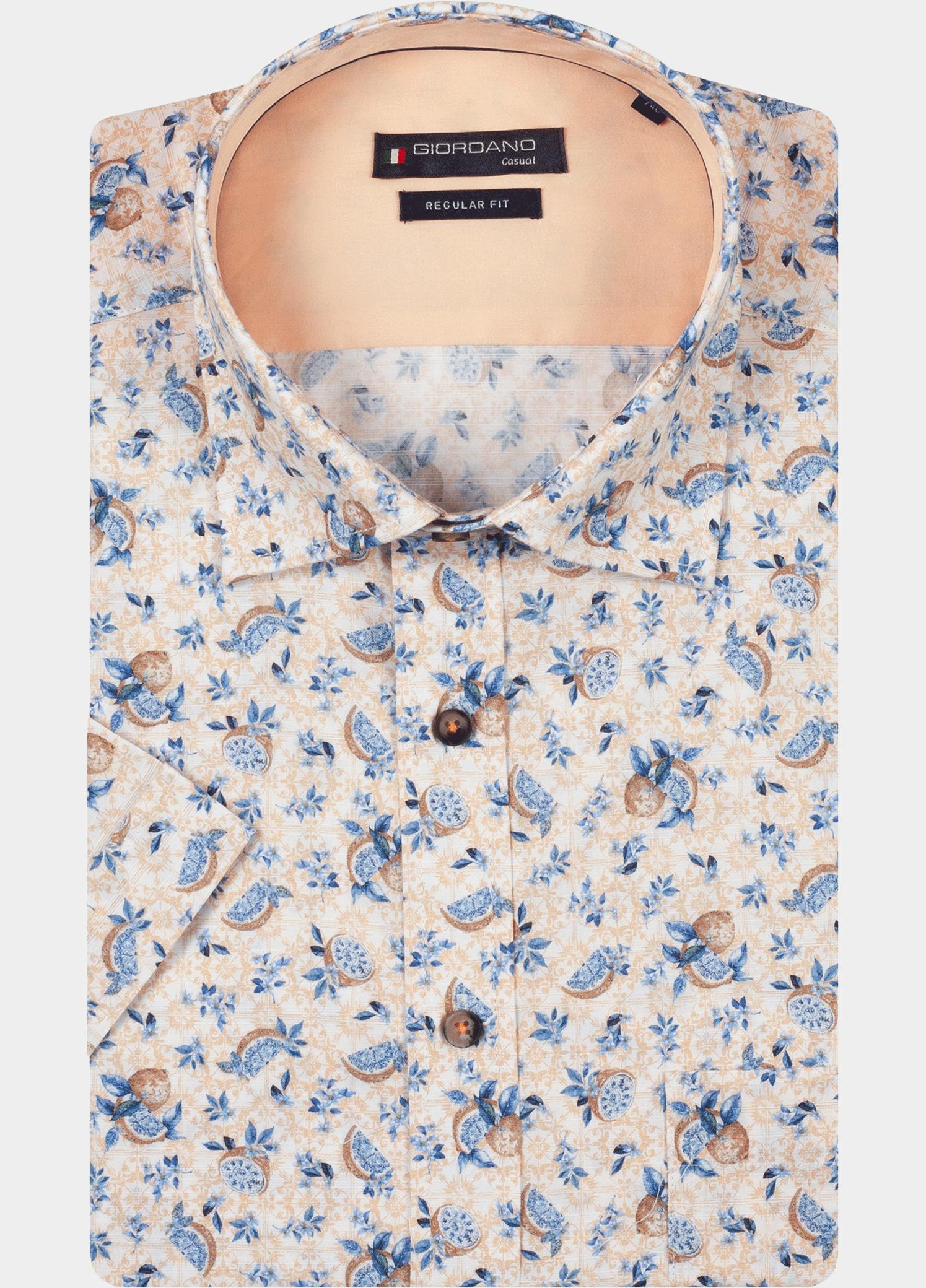 Giordano overhemd korte mouw heren Roze Trento Short Sleeve Button Un 616050/25