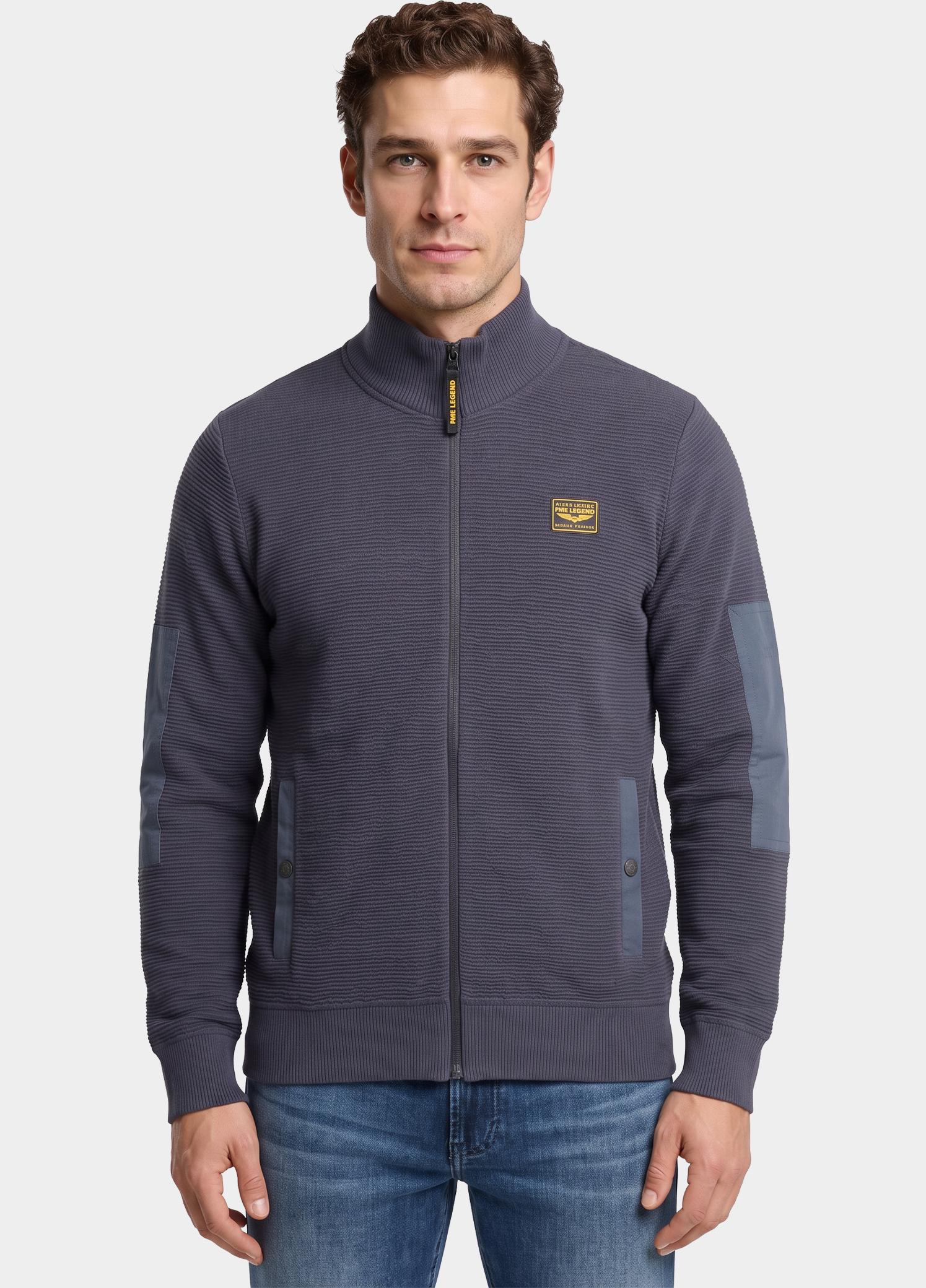 PME Legend Vest heren Blauw Zip jacket texture yarn PKC2610322/5281