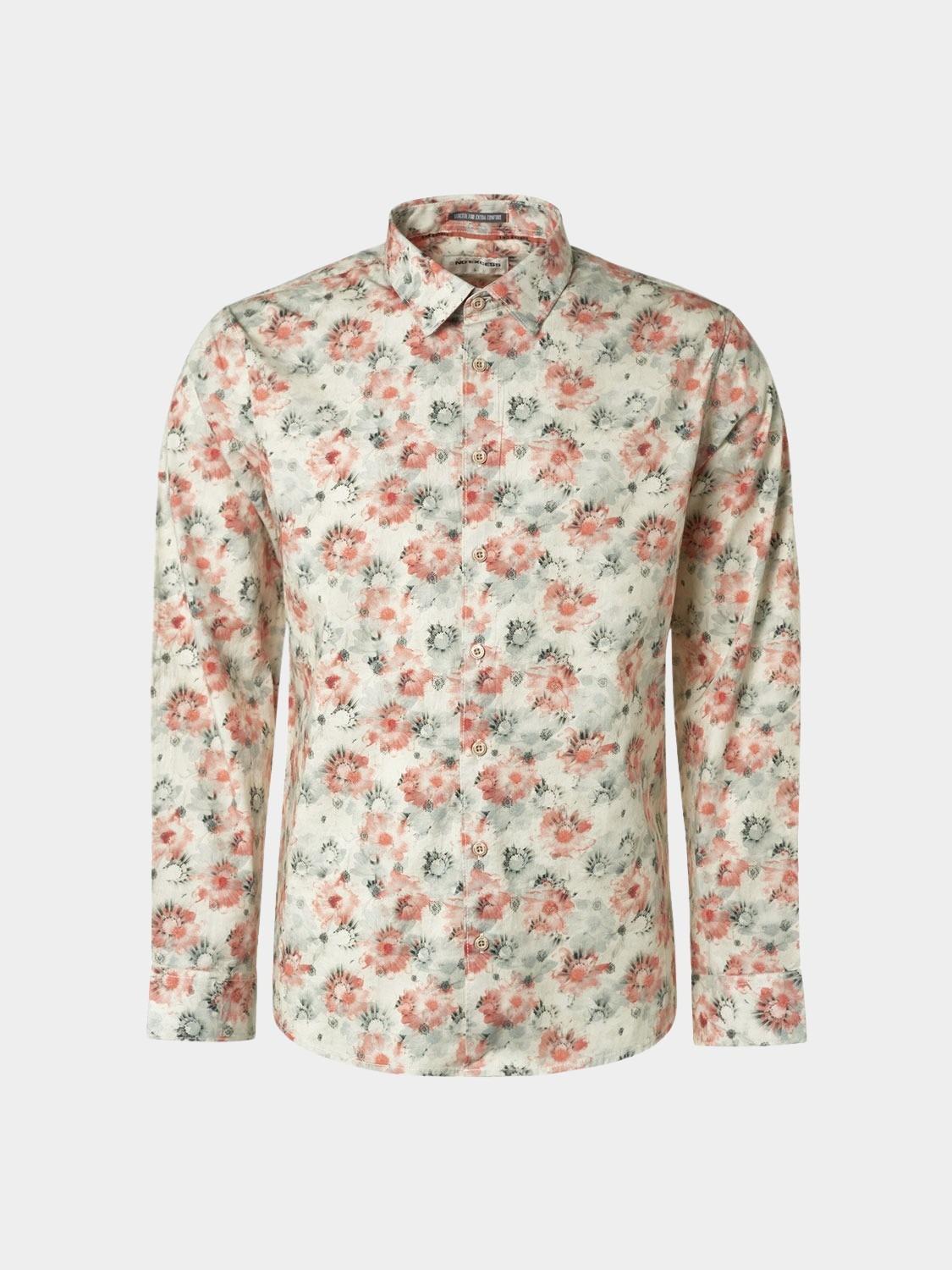 No Excess Casual hemd lange mouw Rood Shirt Stretch Allover Printed 23430124/191