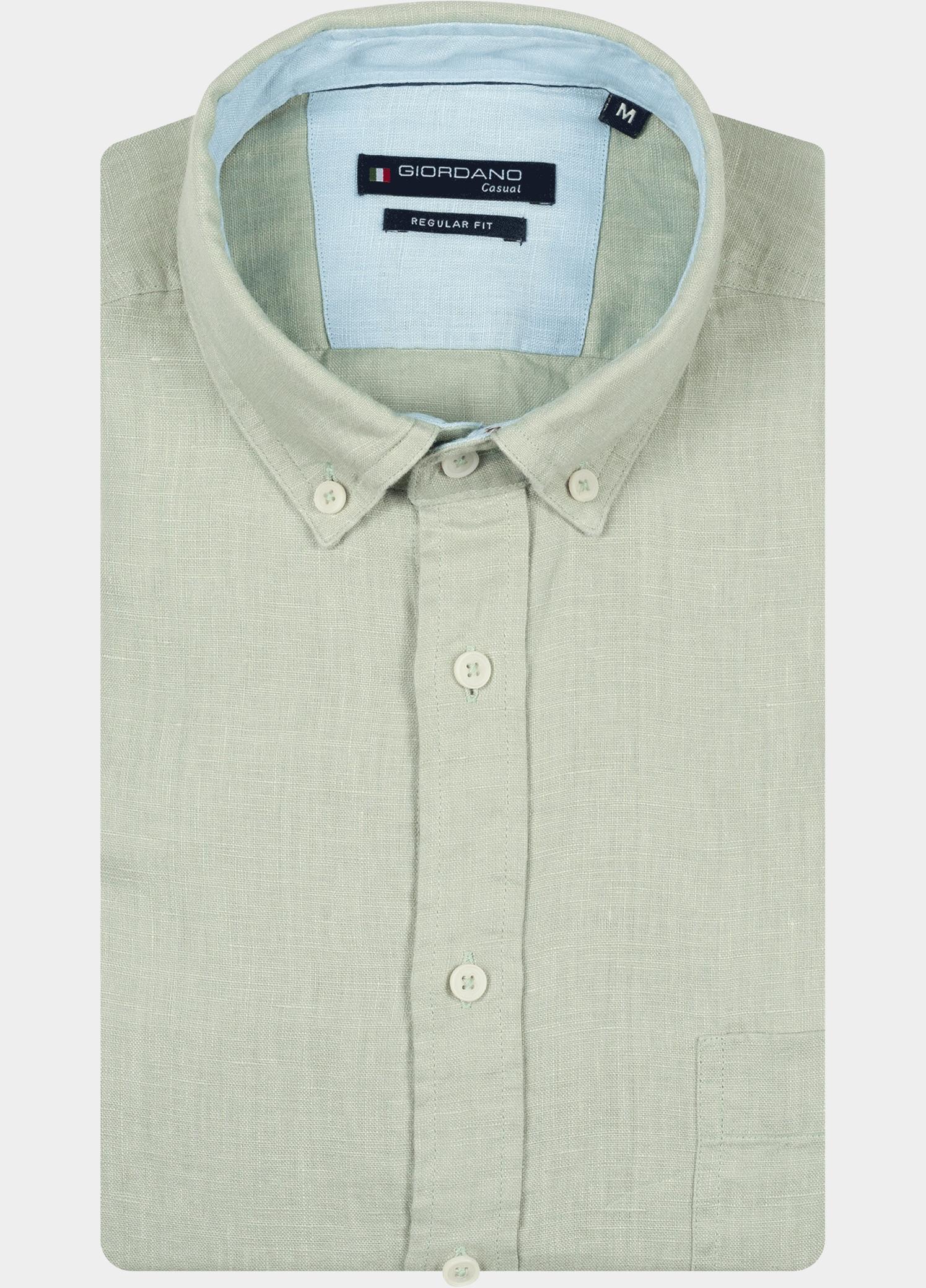 Giordano overhemd korte mouw heren Groen League Short Sleeve Button Do 616009/71