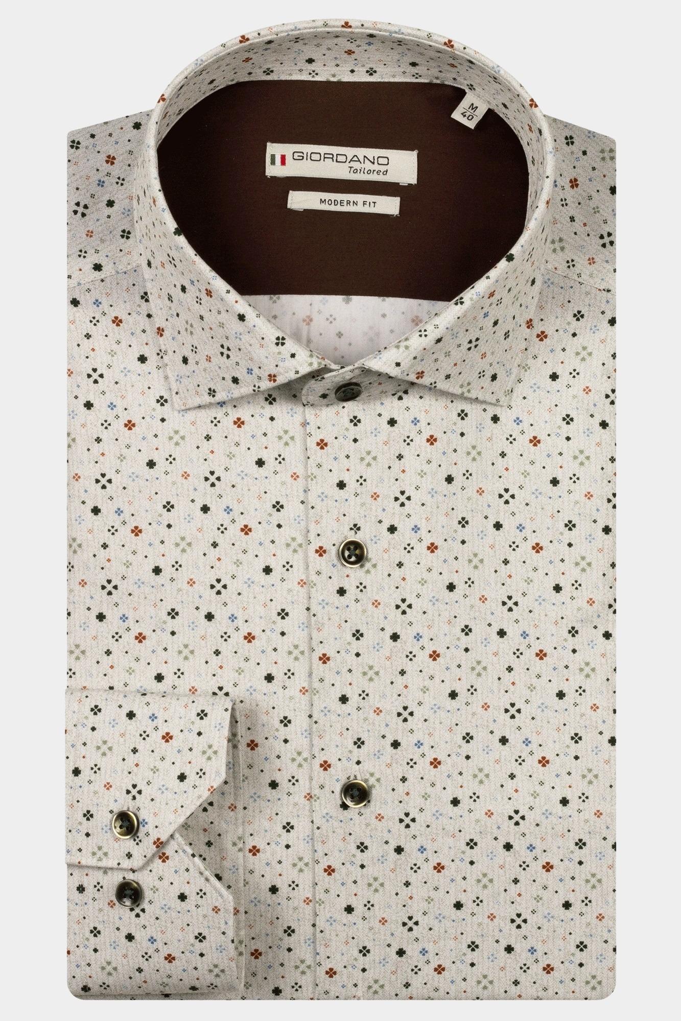 Giordano Casual hemd lange mouw Groen Maggiore long sleeve semi cut 527817/70