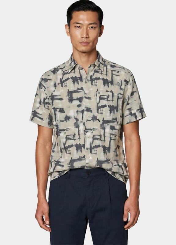 Vanguard Casual hemd korte mouw Grijs Short Sleeve Shirt Print on s VSIS2604268/9089