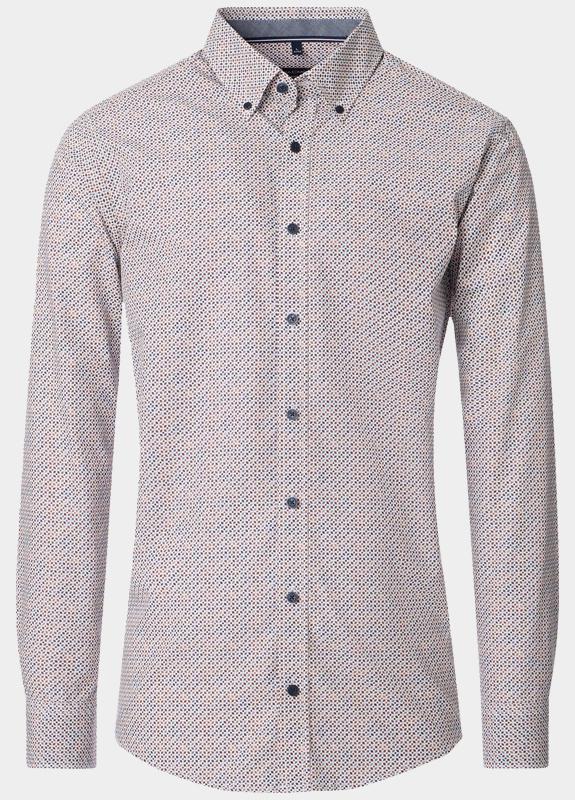 Casamoda Casual hemd lange mouw Bruin B.D. Casual Fit 454486400/200