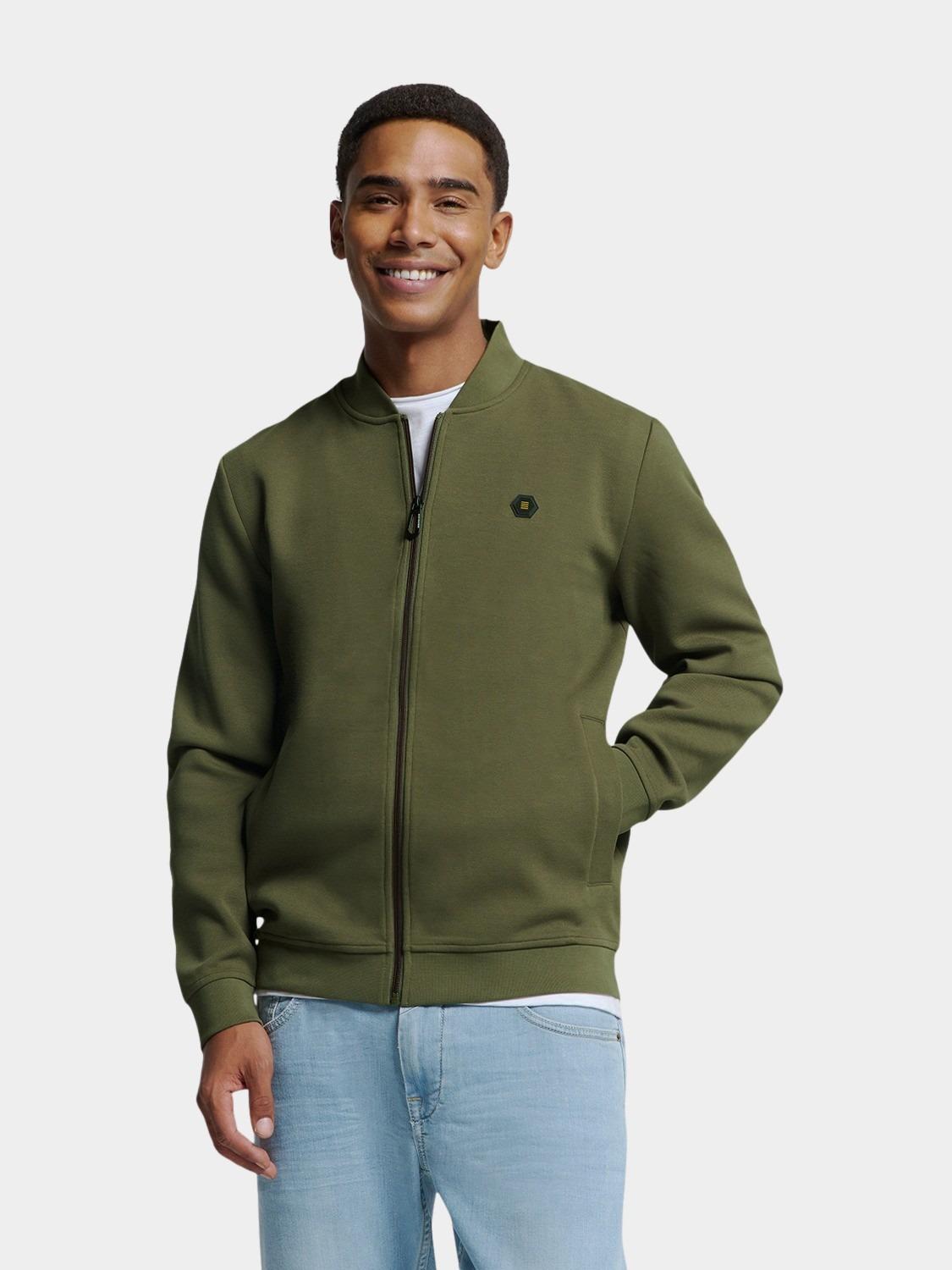 No Excess Vest Groen Sweater Full Zipper Pique Bom N1006/186