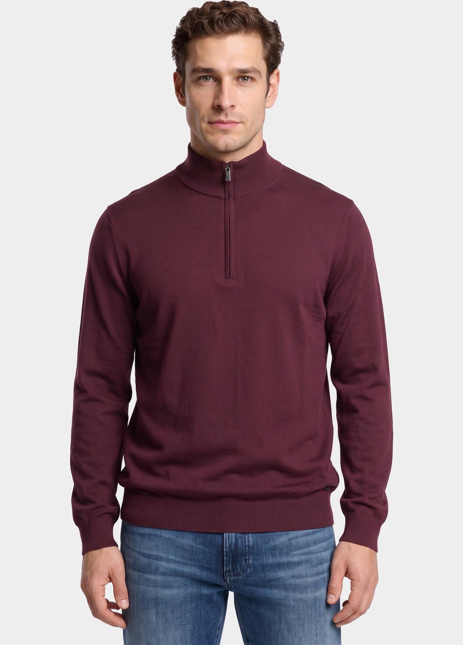 Born With Appetite Half Zip Rood Lux Pull Halfzip Merino BWA00005LU15/6009 port