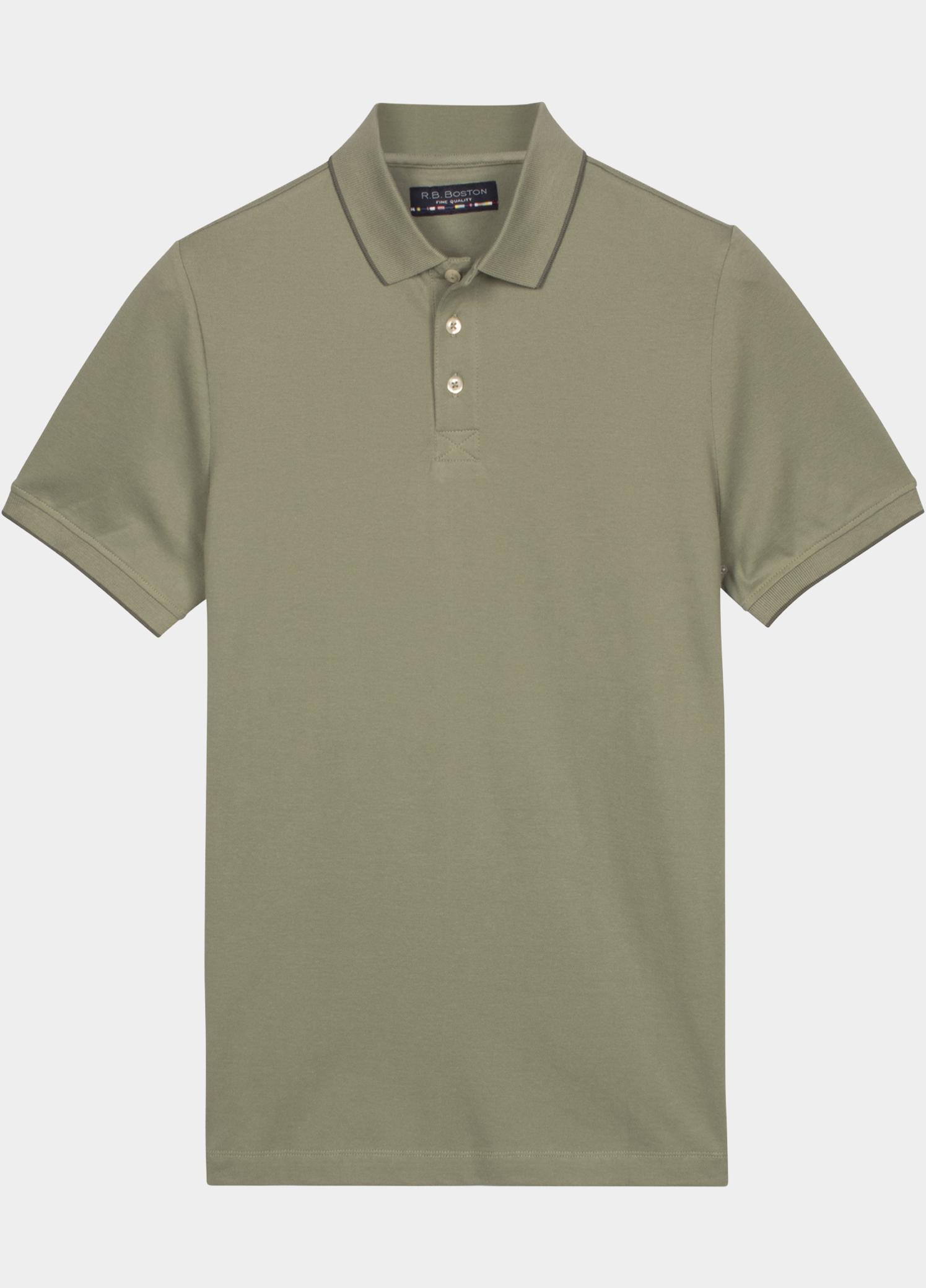 R.B. Boston Polo heren Groen Polo Shirt  Solid Oxford Piqu 615294-78/72