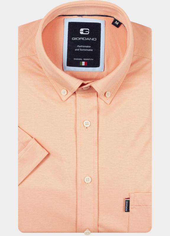 Giordano overhemd korte mouw heren Roze Alfa Short Sleeve Button Down 616078/31