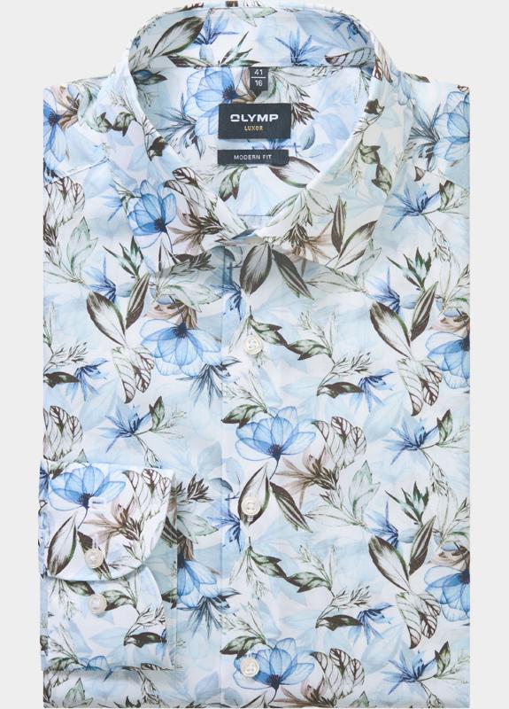 Olymp Business hemd lange mouw Blauw 123414-Hemden 123414/11