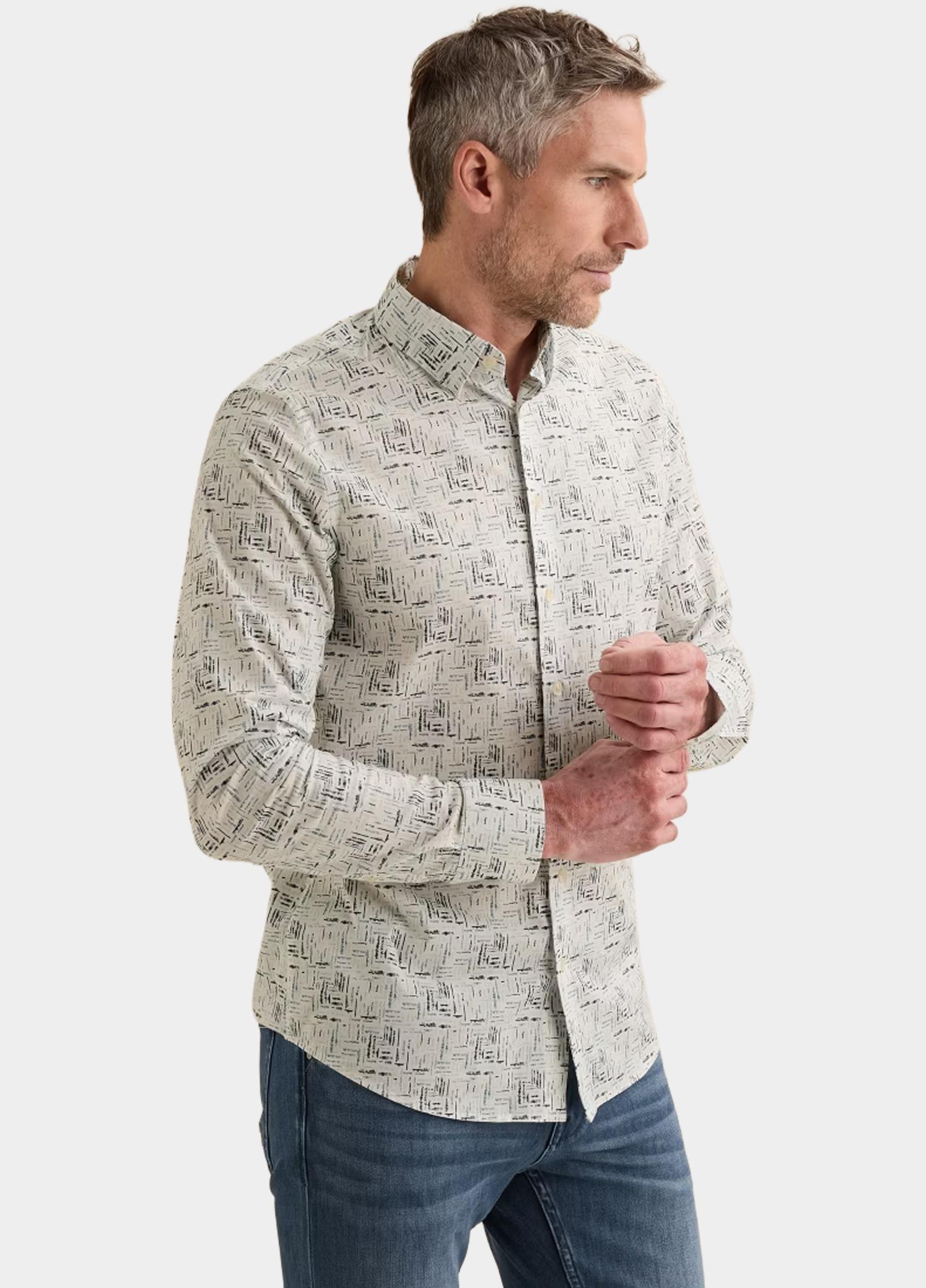 Vanguard Overhemd heren Wit Long sleeve shirt Print on po VSI2608204/7004