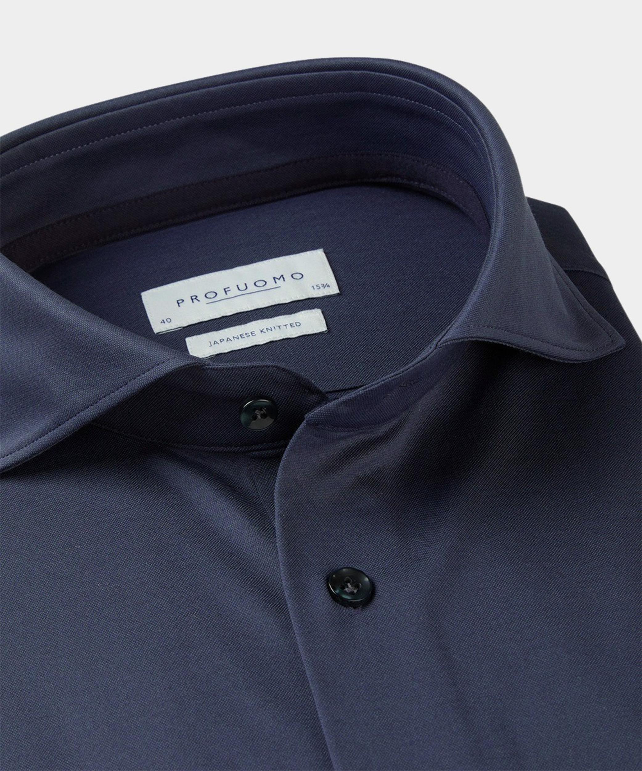Profuomo Business hemd lange mouw Blauw Japanese knitted donkerblauw PPVH30044B/M2