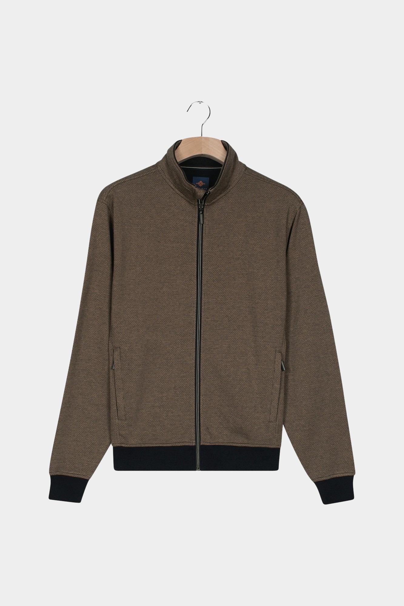 Baileys Vest Bruin Sweat Cardigan Zip  2-tone Ja 522260/83