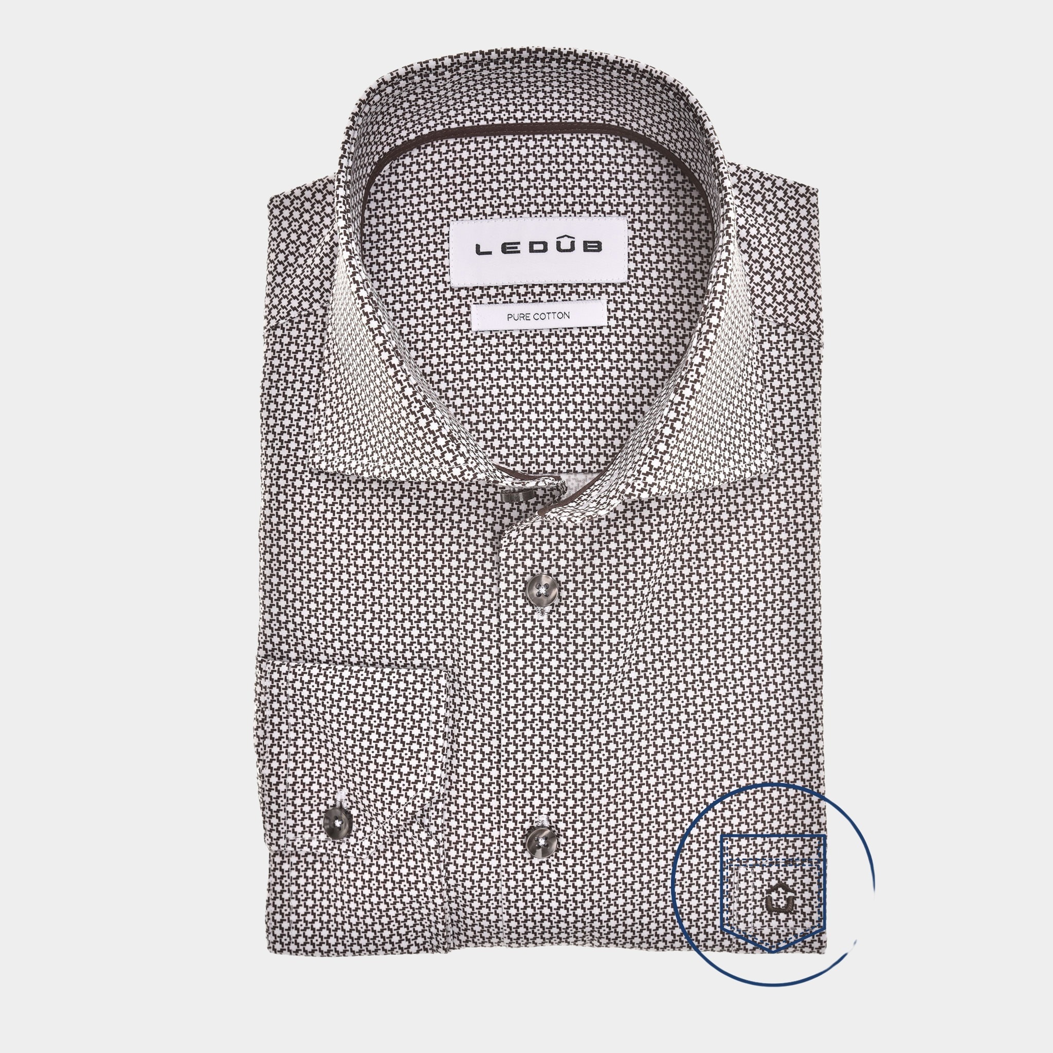 Ledub Business hemd lange mouw Bruin LE24202 MFN 5 0142566/690-690-000