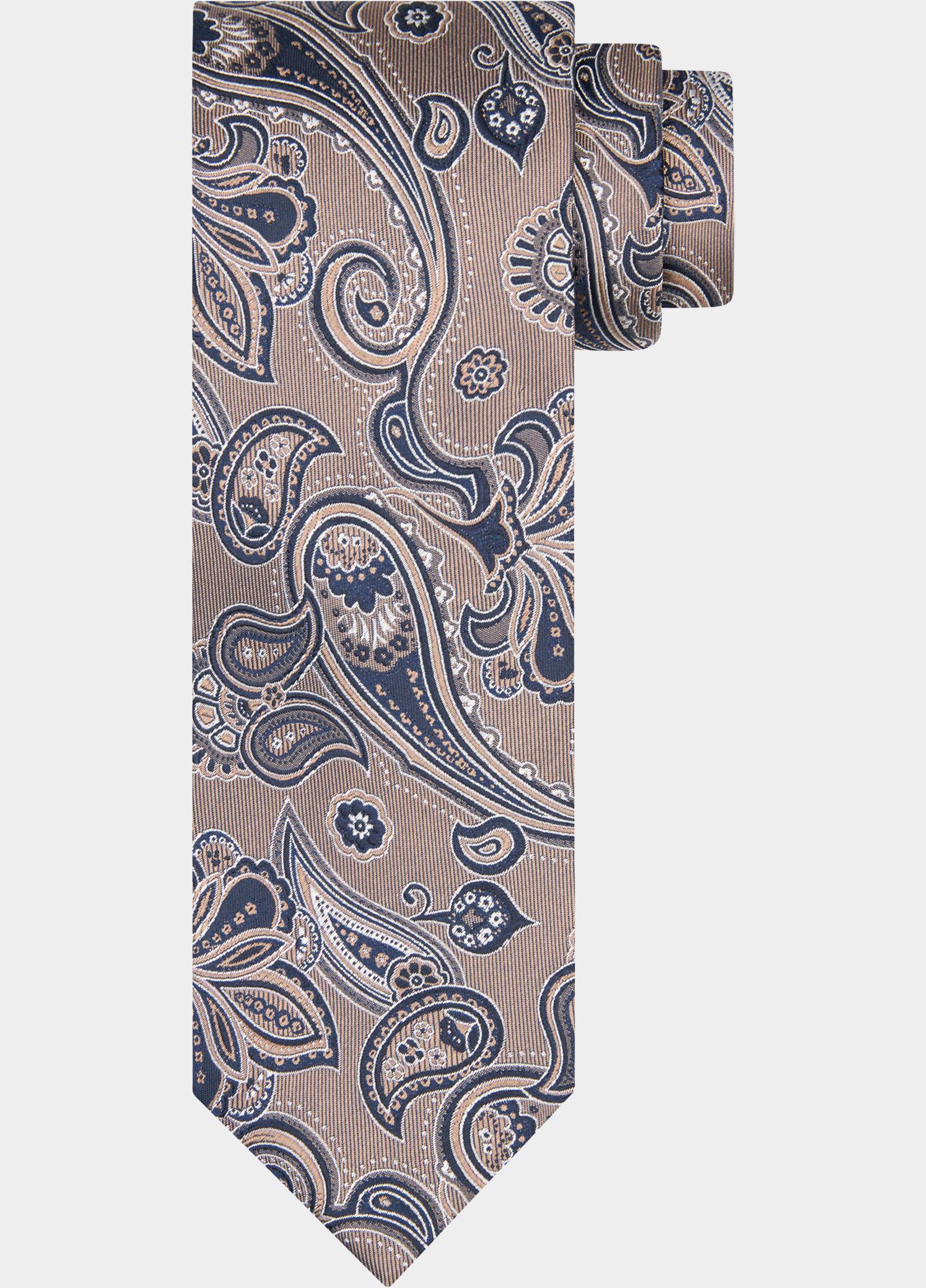 Profuomo Stropdas Bruin TIE SILK WOVEN CAMEL PPWA30046/C