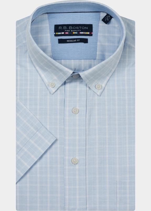 R.B. Boston overhemd korte mouw heren Blauw Marshall SS Button Down 616670/60
