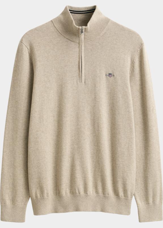 Gant Half Zip Beige Klassieke sweater van katoen 8030564/198