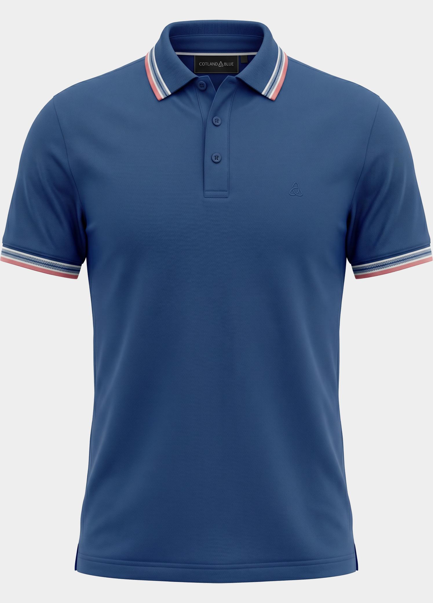 Scotland Blue Polo heren Blauw Brick Polo Plain Contrast Col SPE25108BR06SB/268 jeans blue