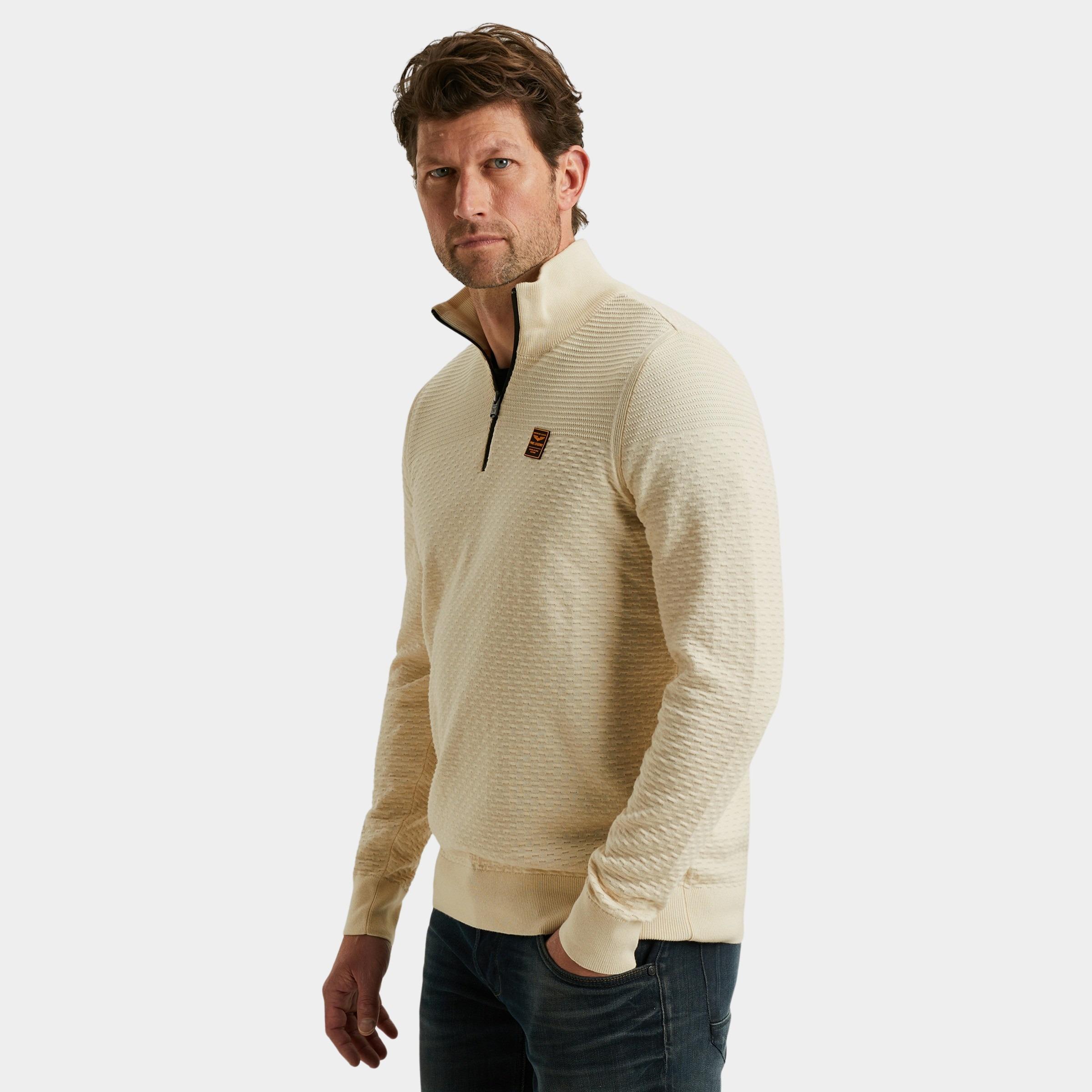 PME Legend Half Zip Beige Half zip collar cotton moulin PKW2510301/7013