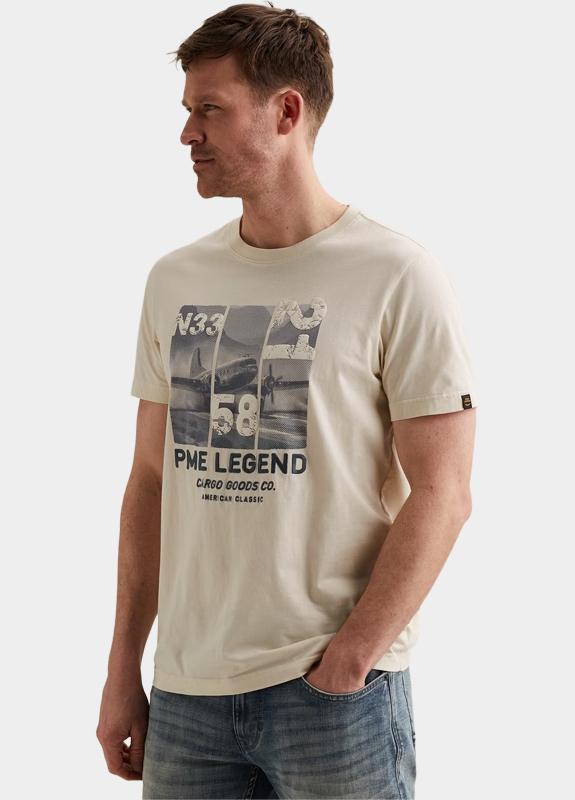 PME Legend T-shirt korte mouw Beige Short sleeve r-neck single je PTSS2603554/7013