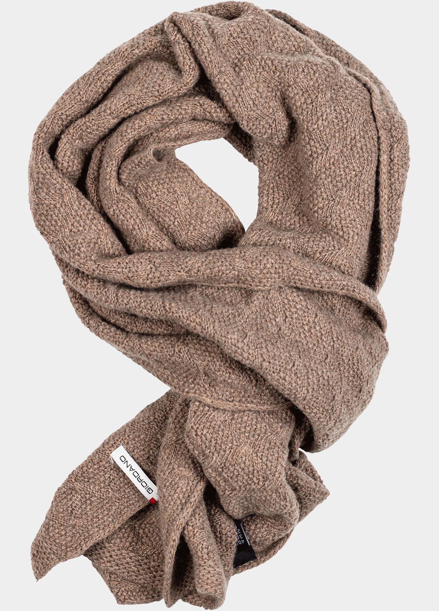 Giordano Sjaal heren Bruin Geometric Cable Shawl Wool Bl 329056/80