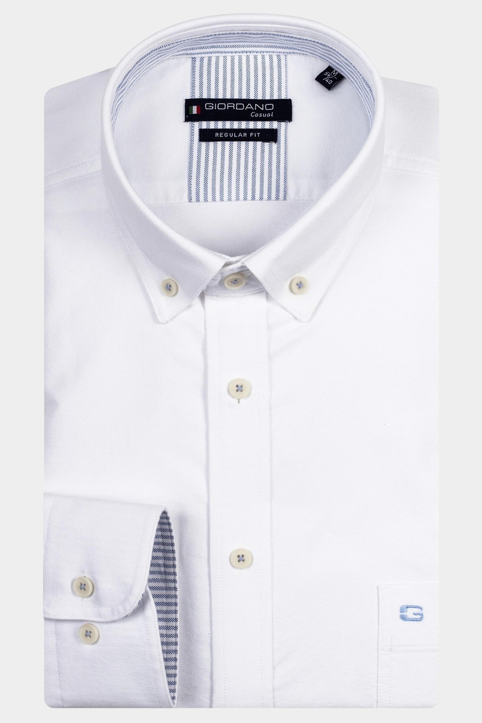 Giordano Casual hemd lange mouw Wit Ivy Colourful Oxford 417000/10