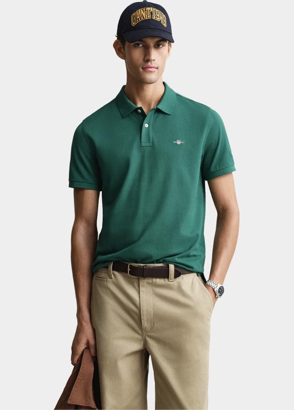 Gant Polo heren Groen Regular Fit Shield piqué pol 2210/373