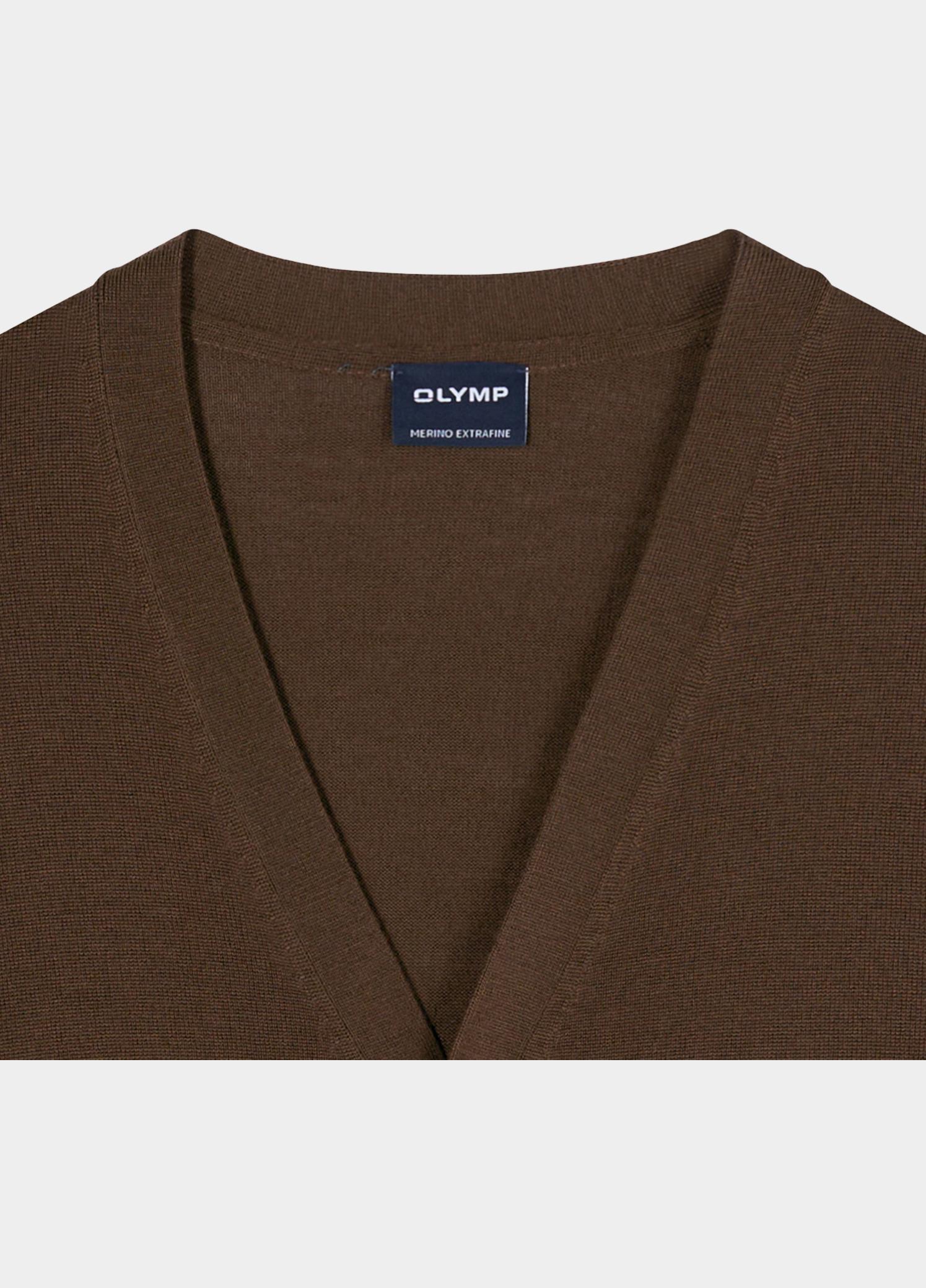 Olymp Vest heren Bruin Cardigan Basic Merino 533566/89