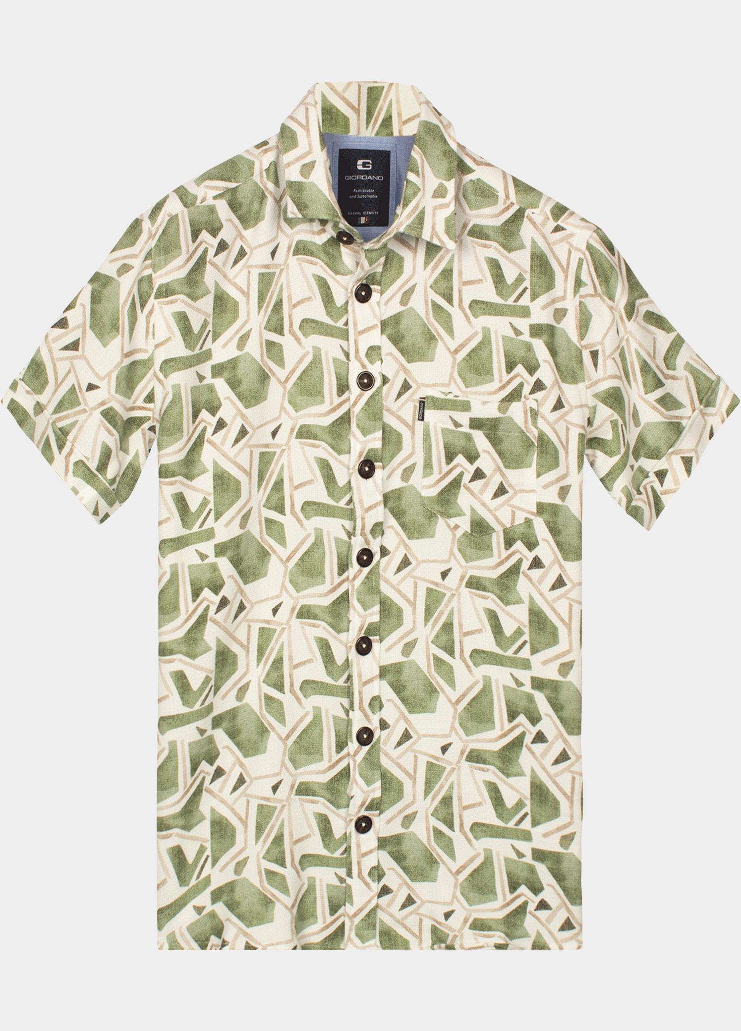 Giordano overhemd korte mouw heren Groen Vivaro Short Sleeve Resort St 616881/70