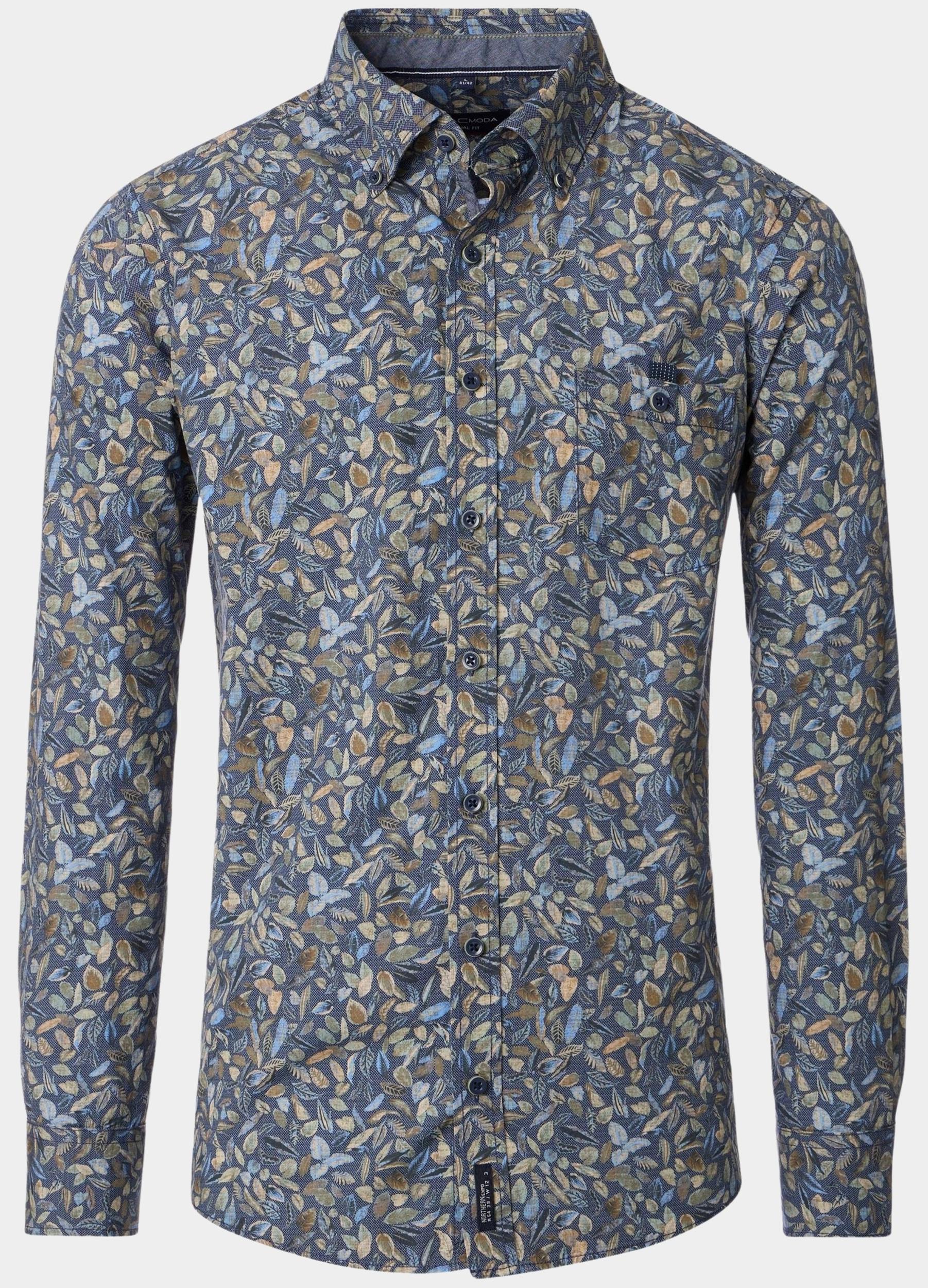 Casamoda Casual hemd lange mouw Blauw B.D. Casual Fit 454482700/100