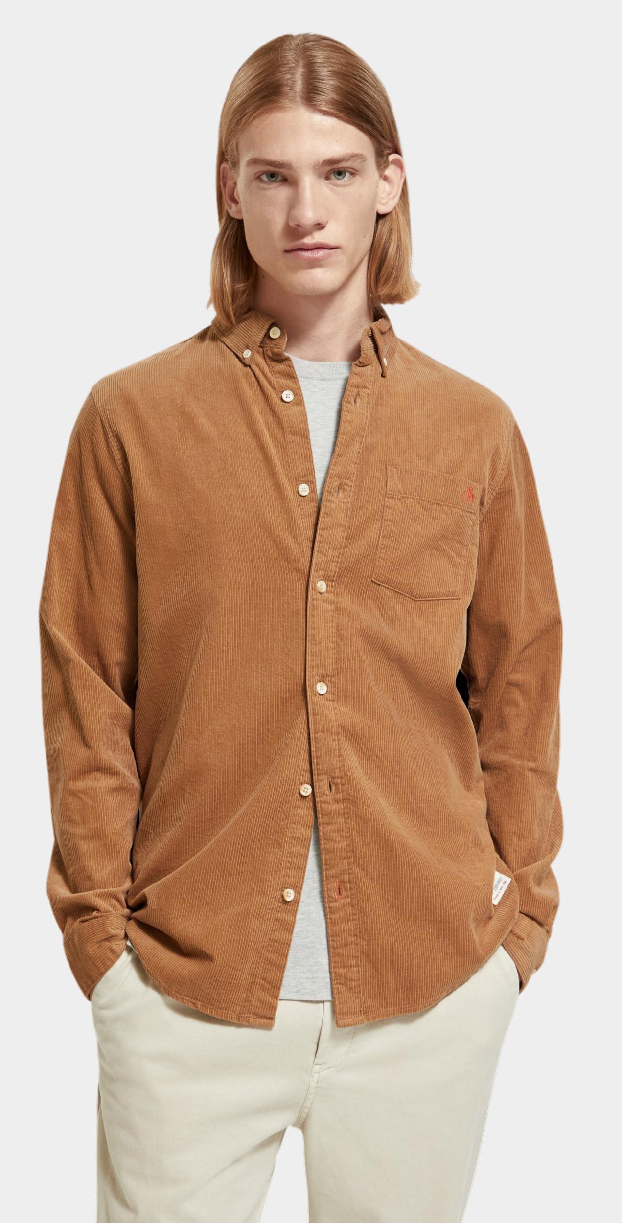 Scotch & Soda Casual hemd lange mouw Bruin Essential Corduroy 174525/0619