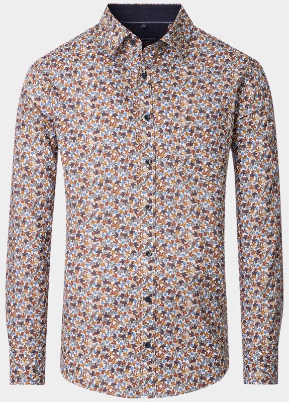 Casamoda Casual hemd lange mouw Bruin Kent Casual Fit 454486600/200