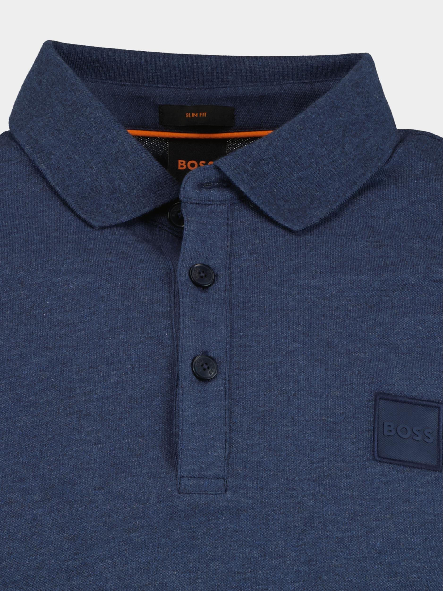 BOSS Orange Polo lange mouw Blauw Passerby 10242645 01 50472681/418