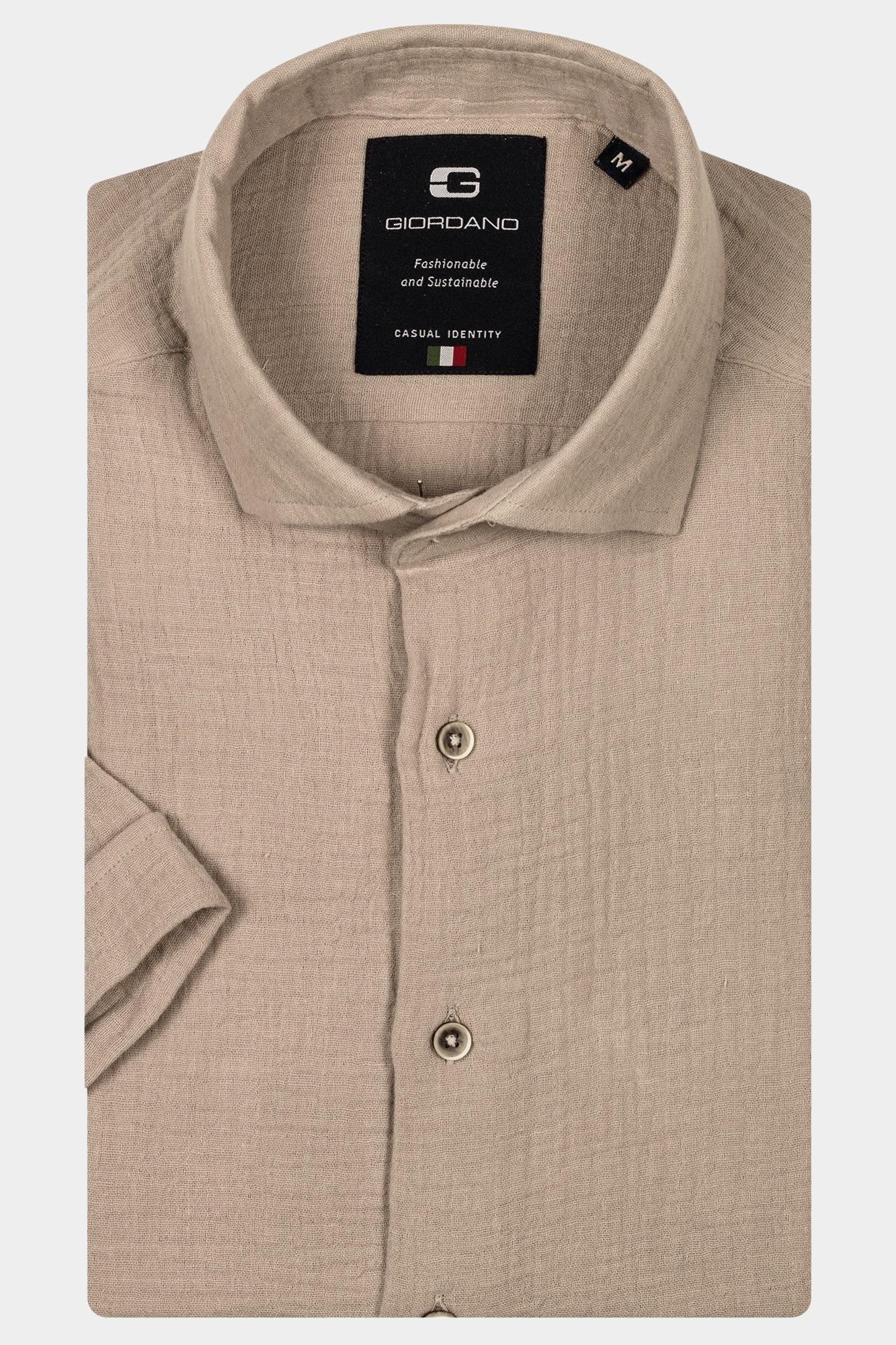 Giordano Casual hemd korte mouw Bruin Front short sleeve cutaway Do 516862/80