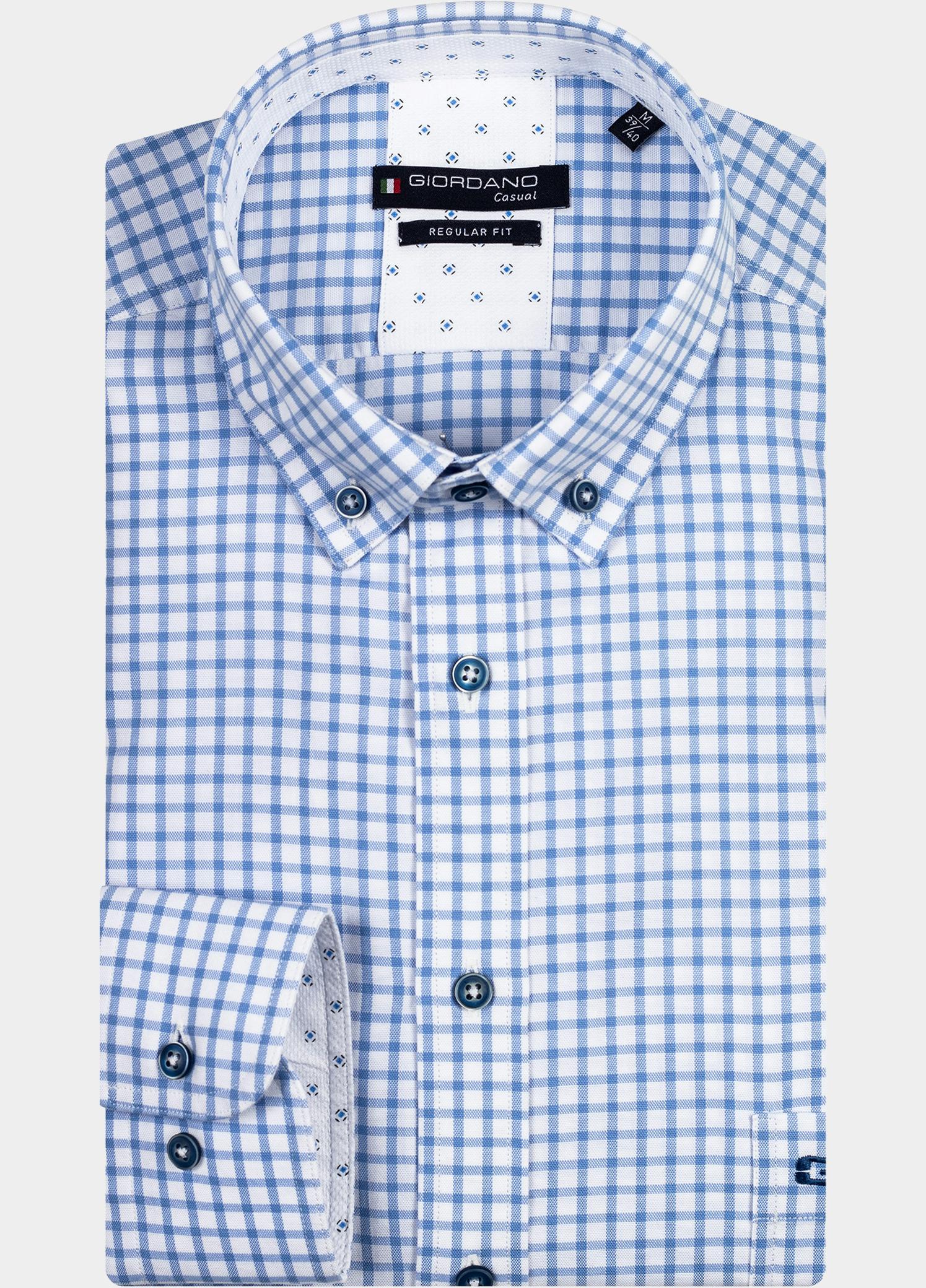 Giordano Overhemd heren Blauw Ivy, LS Button Down Oxford 417010/61