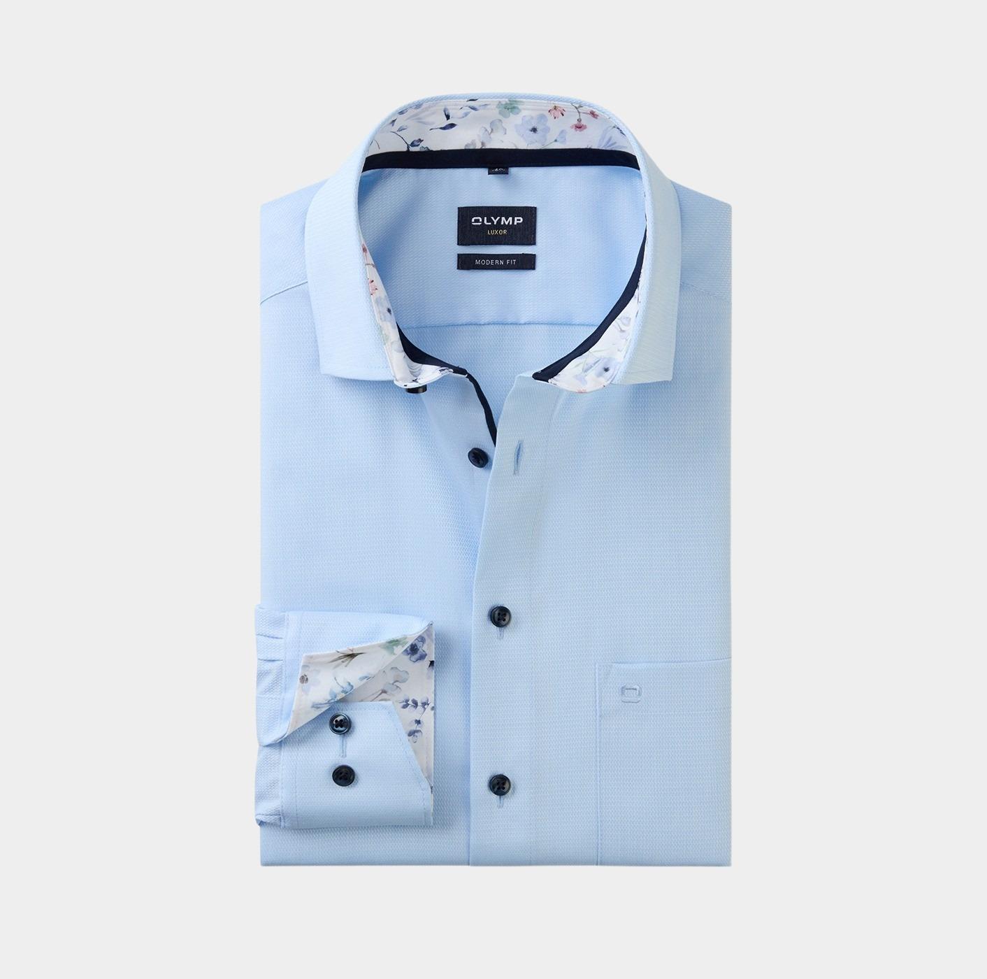 Olymp Business hemd lange mouw Blauw 120674-Hemden 120674/11
