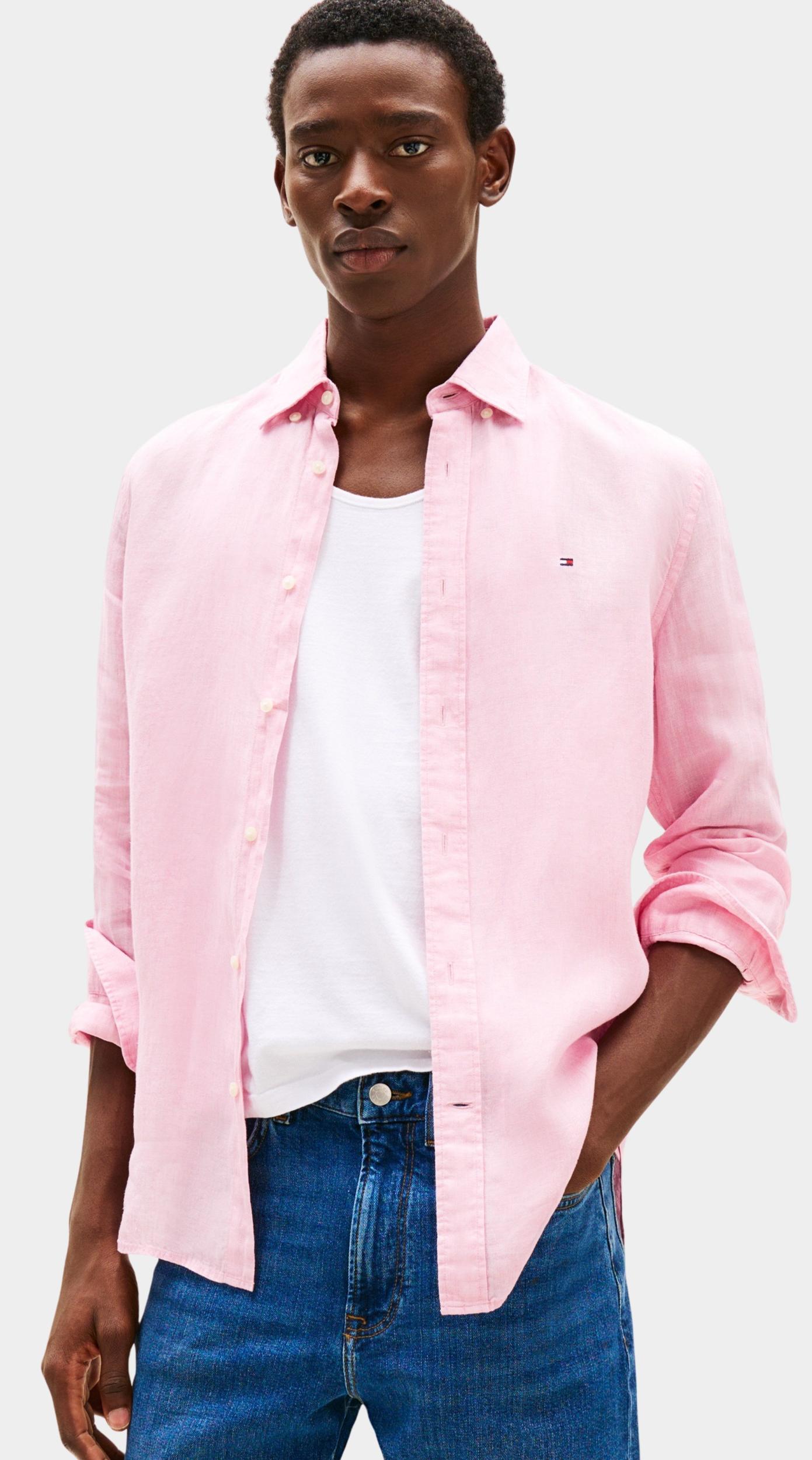 Tommy Hilfiger Casual hemd lange mouw Roze Pigment Dyed LI Solid RF Shirt MW0MW34602/TOL