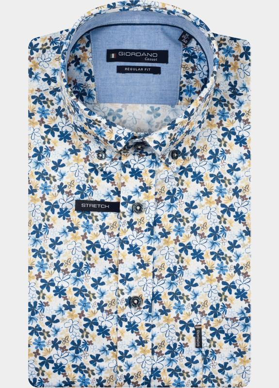 Giordano overhemd korte mouw heren Blauw League Short Sleeve Button Do 616023/60