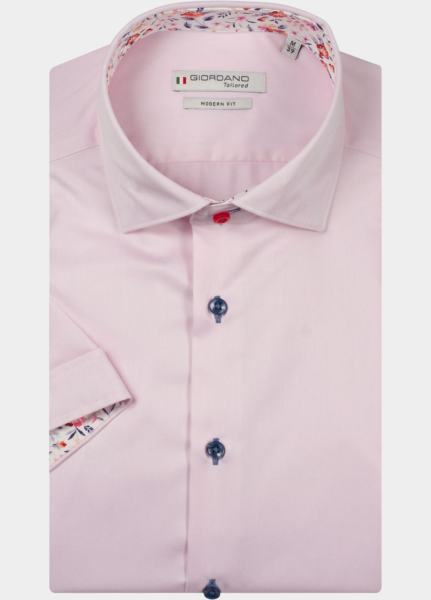 Giordano overhemd korte mouw heren Roze Ticino Short Sleeve Semi Cuta 616817/52