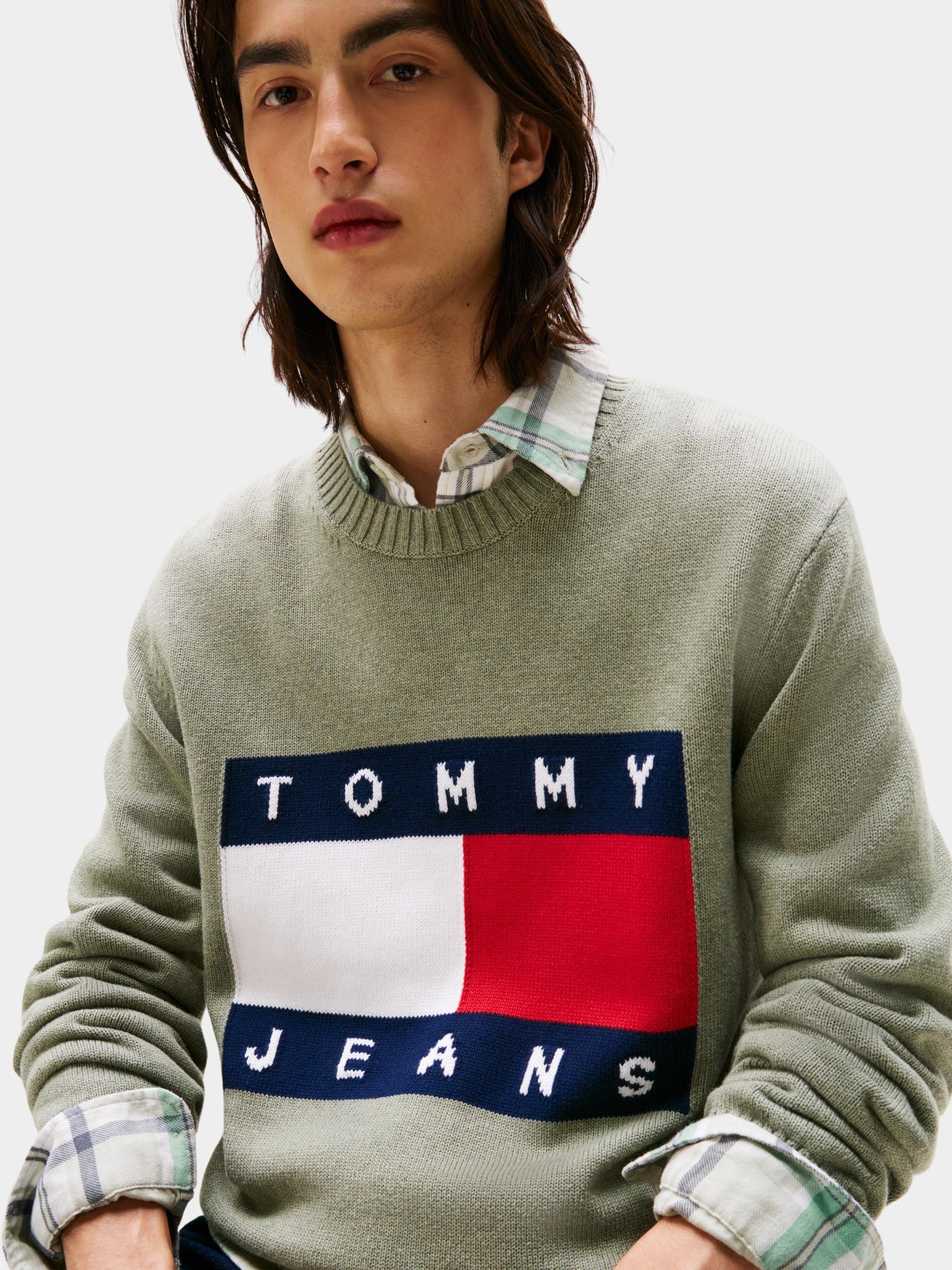 Tommy Jeans Pullover Groen TJM REG MELANGE FLAG SWEATER DM0DM22105/M1P