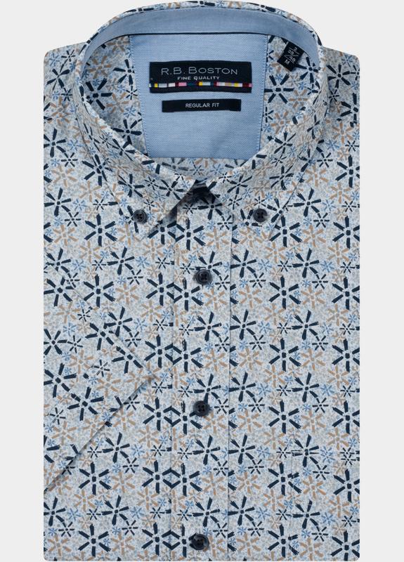 R.B. Boston overhemd korte mouw heren Blauw Marshall SS Button Down 616670/608