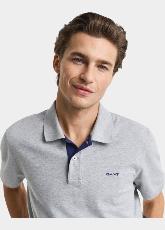 Gant Polo heren Grijs Piqué poloshirt met contrast 2062026/093