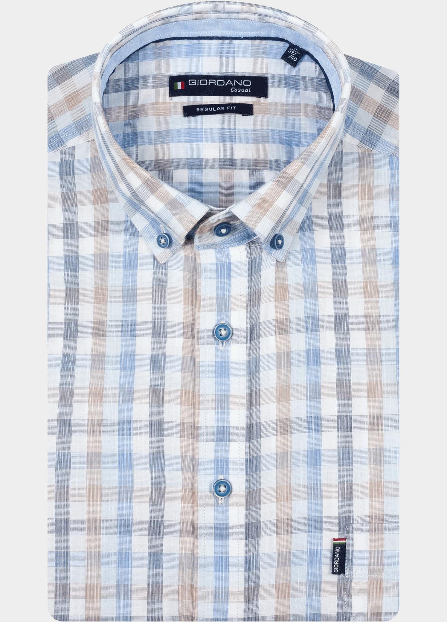 Giordano overhemd korte mouw heren Blauw League Short Sleeve Button Do 616340/61