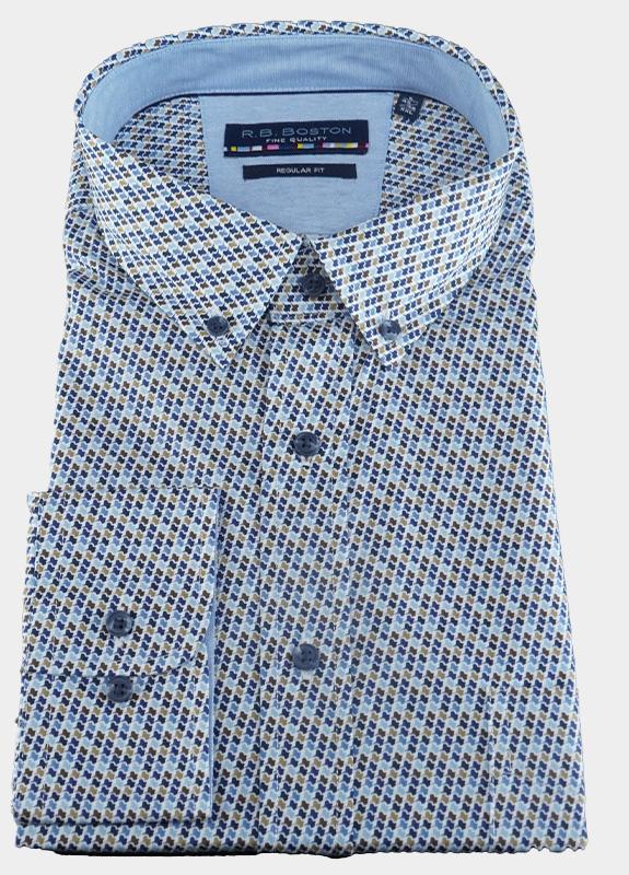 R.B. Boston Casual hemd lange mouw Blauw Franklin LS Button Down 527670/615