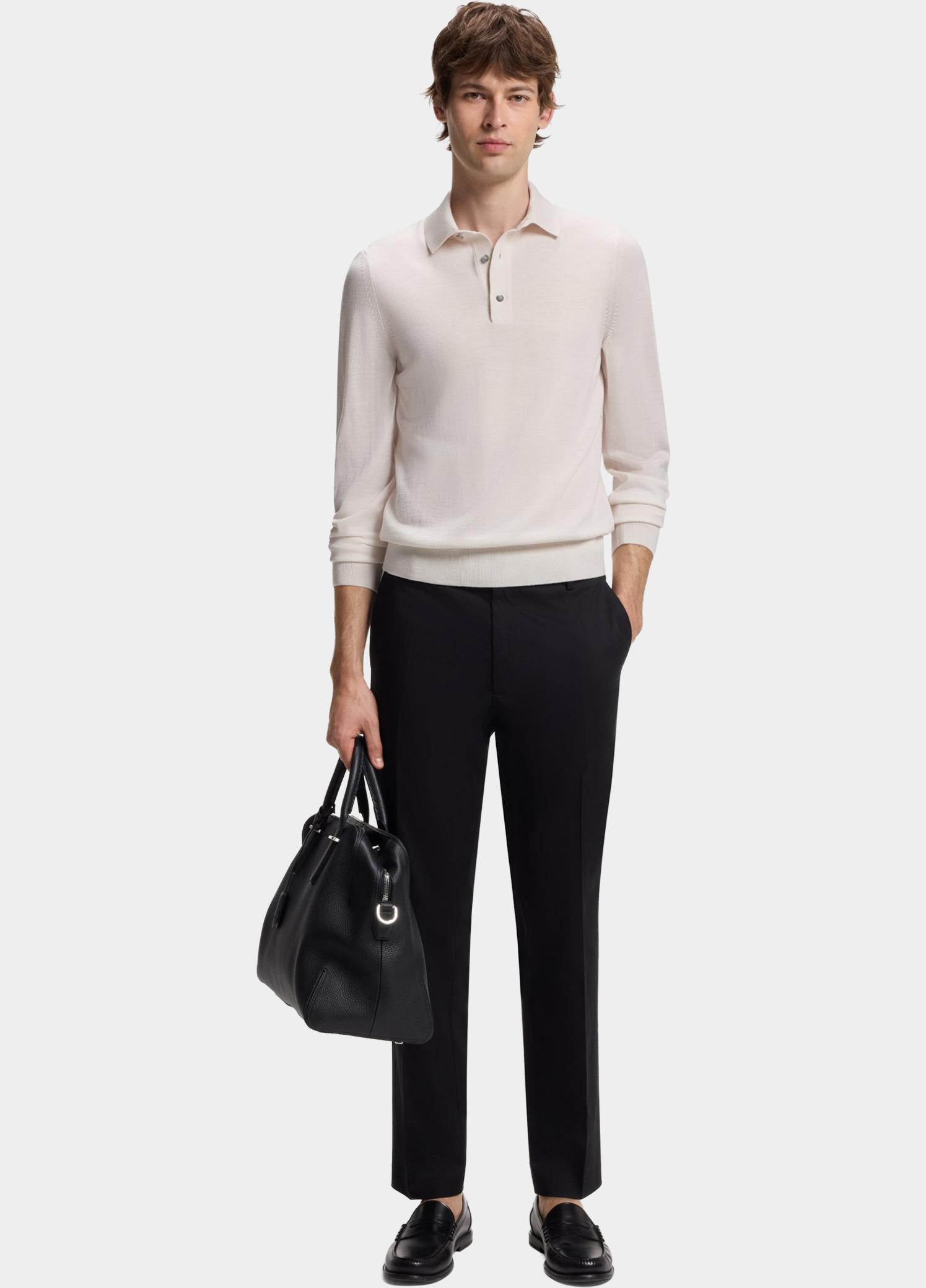 BOSS Black Polo lange mouw Wit H-Lancione 10280691 01 50565503/118