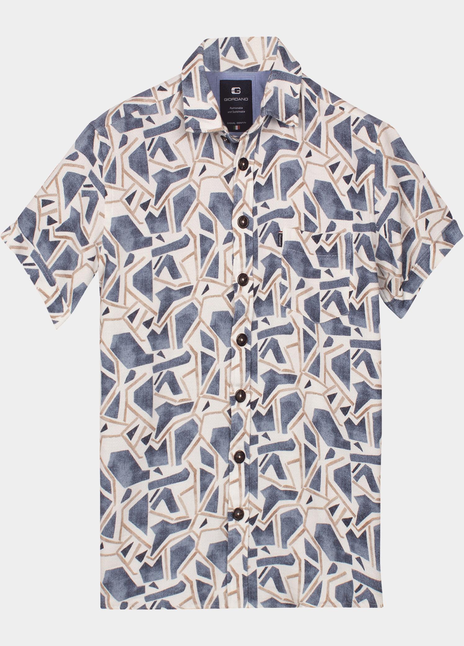 Giordano overhemd korte mouw heren Blauw Vivaro Short Sleeve Resort St 616881/60
